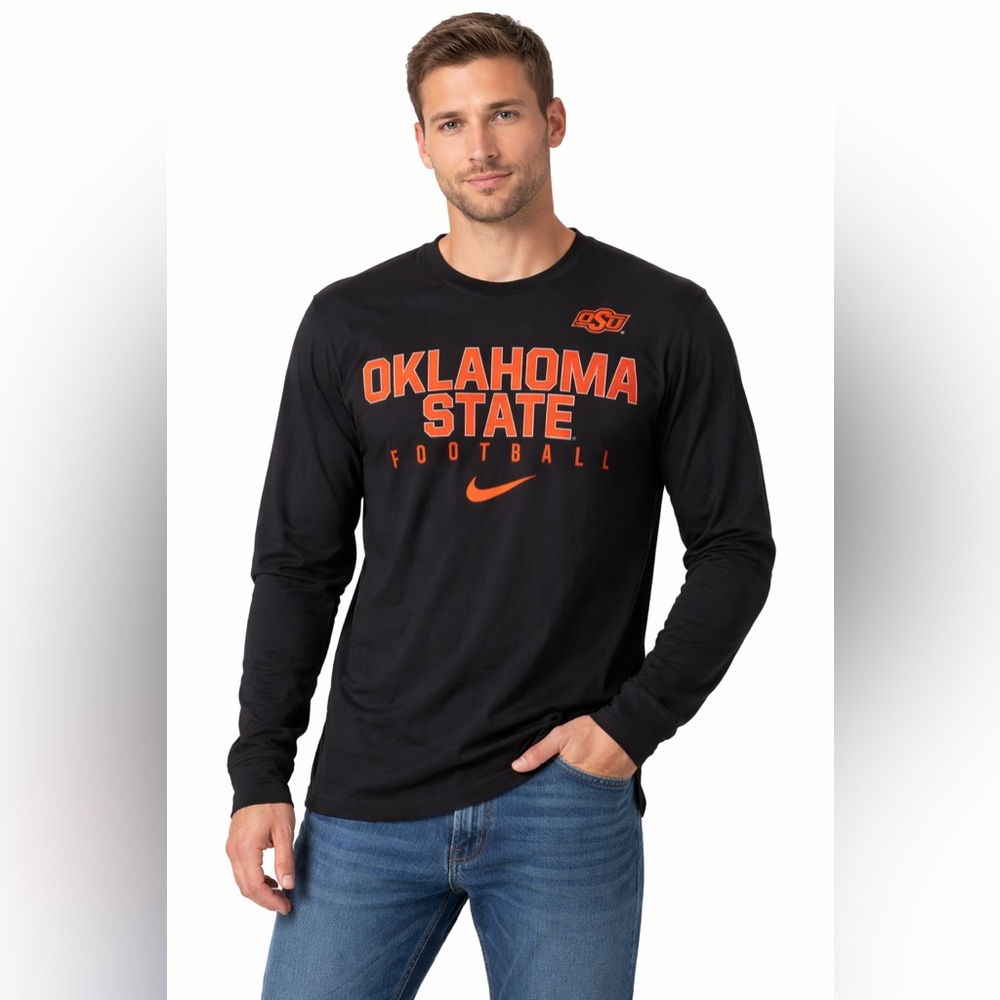 Nike Oklahoma State OSU Football Long Sleeve Shirt Black Orange XXL